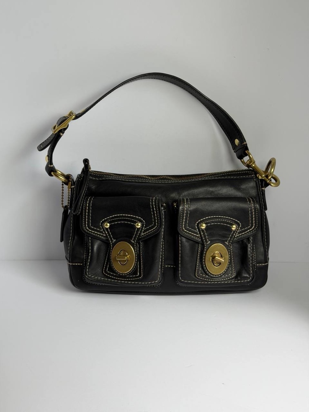 Y2K Coach Legacy Turnlock Black Leather Shoulder Bag